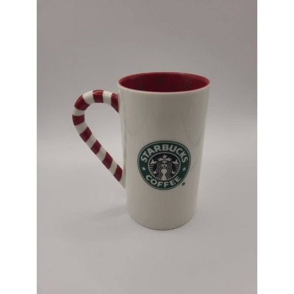 Starbucks 2009 Holiday Coffee Mug Snowflakes And Stripes - Picture 3 of 6